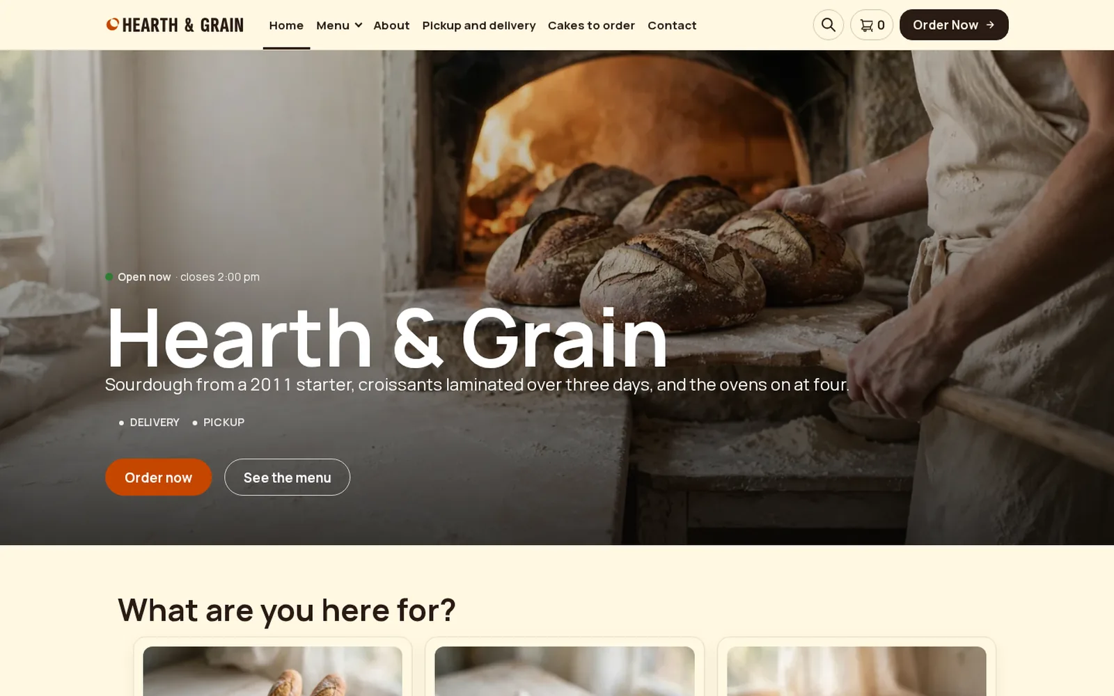 The Bakery demo home page