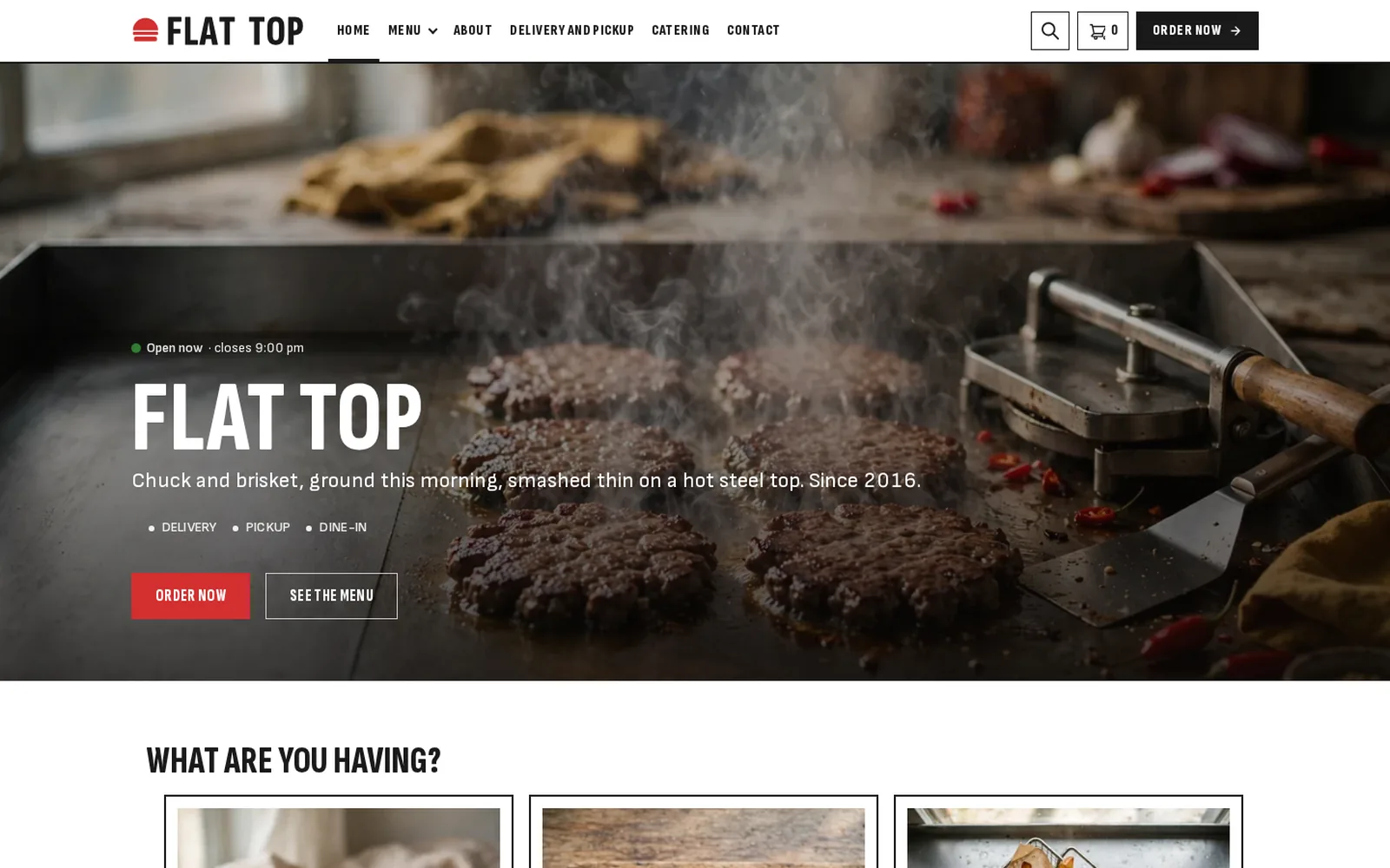 The Burger demo home page