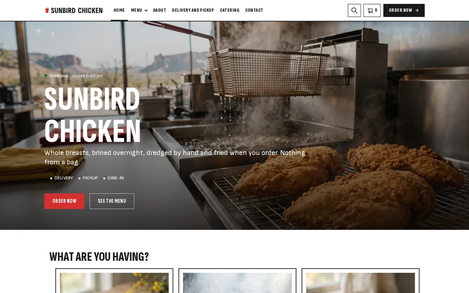 The Fast food demo home page