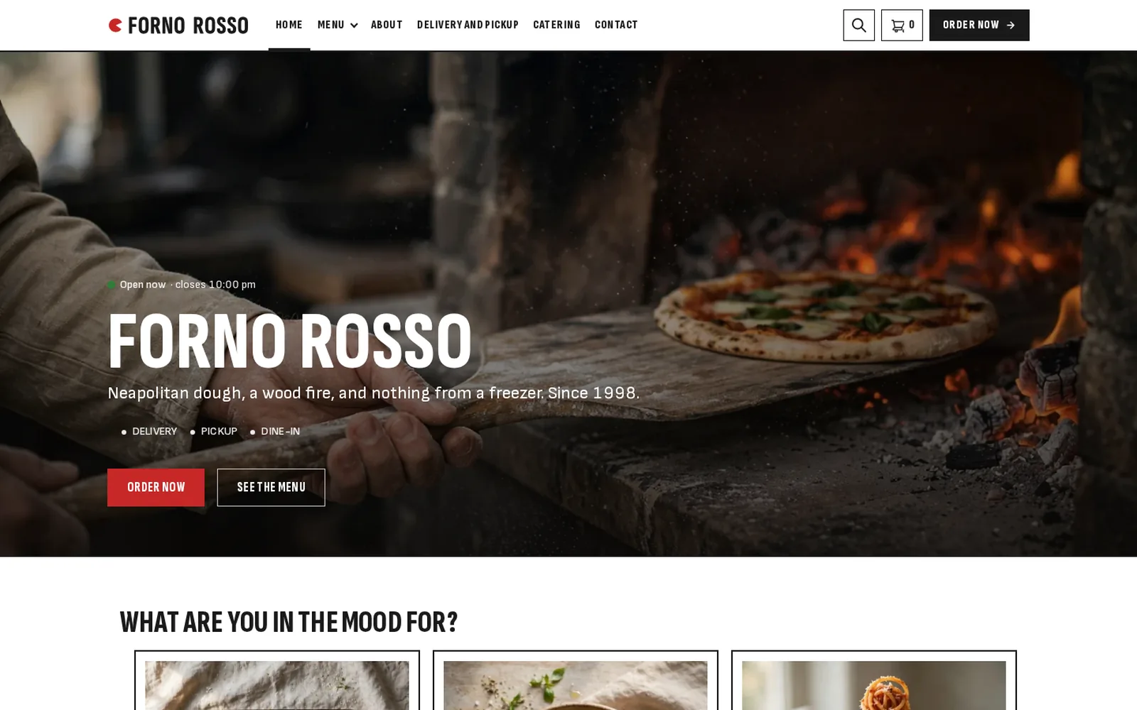 The Pizzeria demo home page