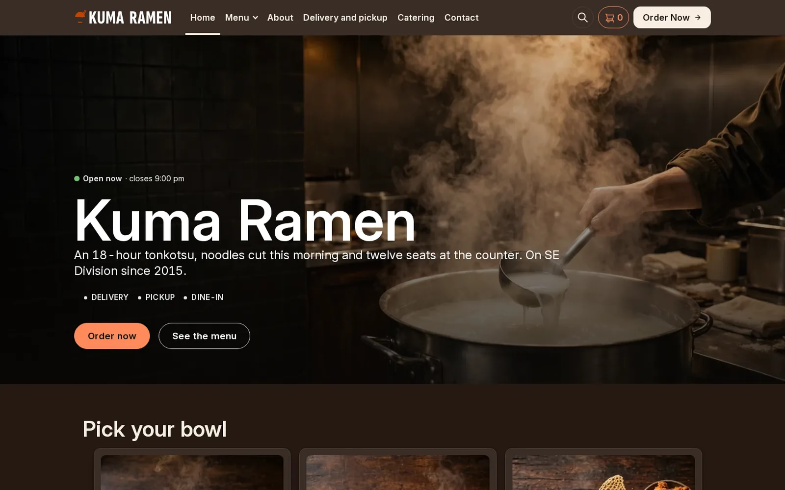 The Ramen demo home page