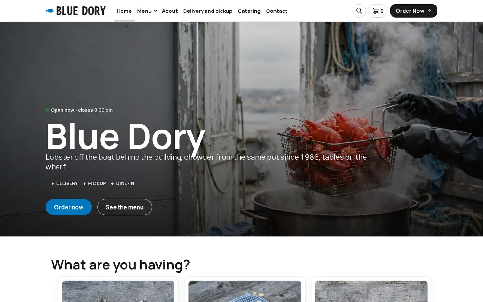 The Seafood demo home page