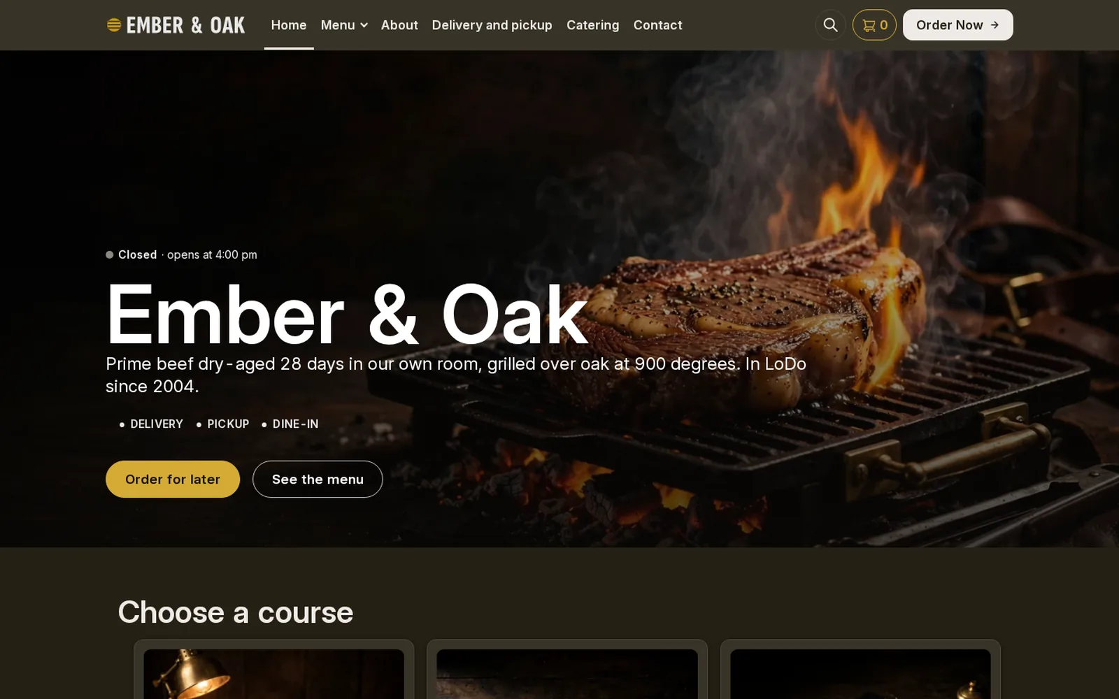 The Steakhouse demo home page