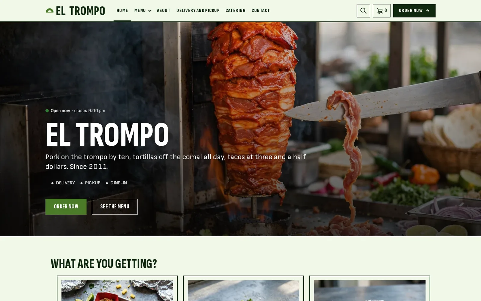The Taco bar demo home page