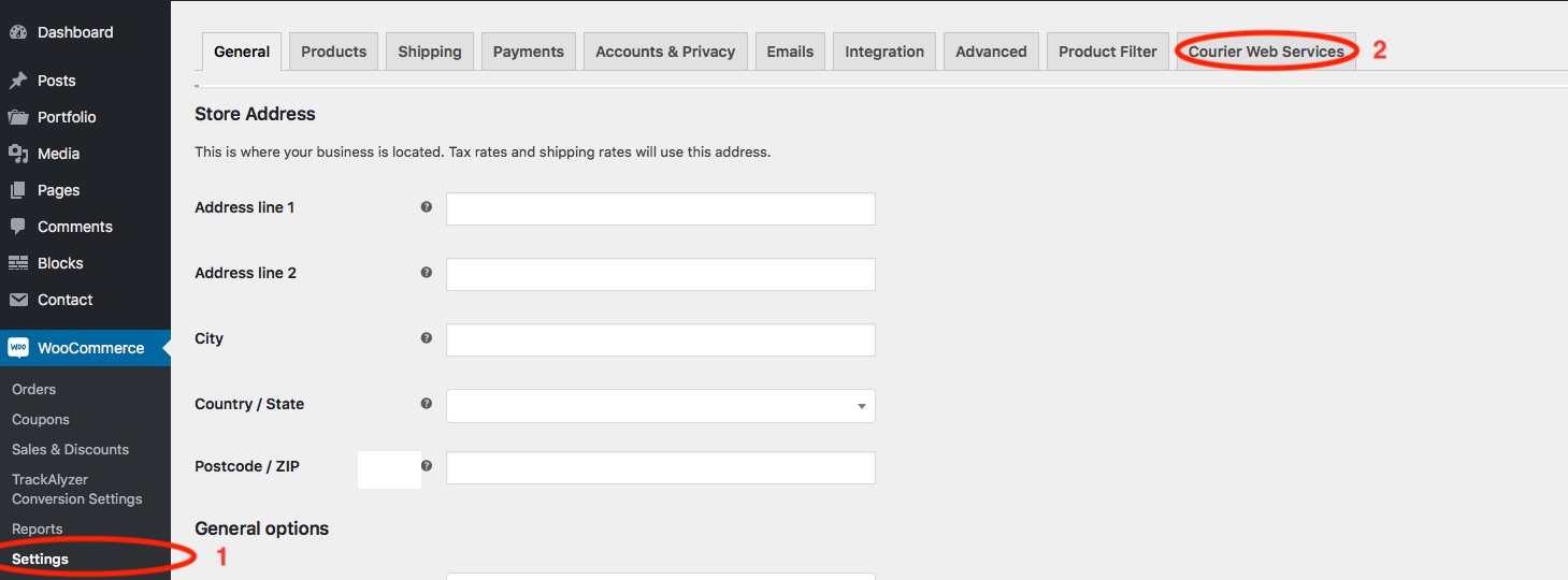 courier voucher settings woocommerce screenshot 