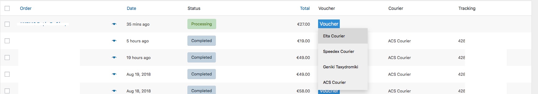 courier voucher settings woocommerce screenshot 4