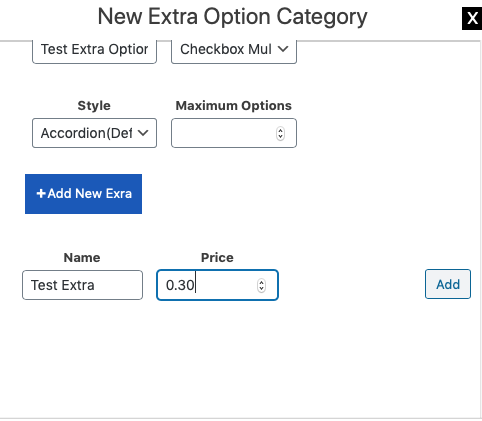 Add New Extra Option (Topping)