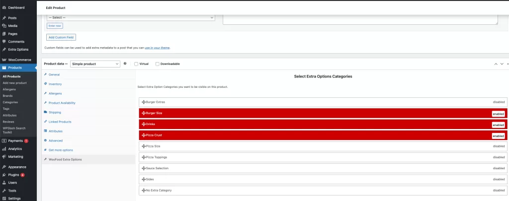 FoodMaster extra options upsell interface increasing average order value in WooCommerce