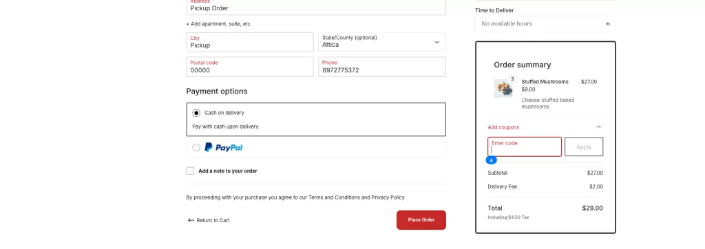 WooCommerce coupon and promotional offer increasing restaurant average order value