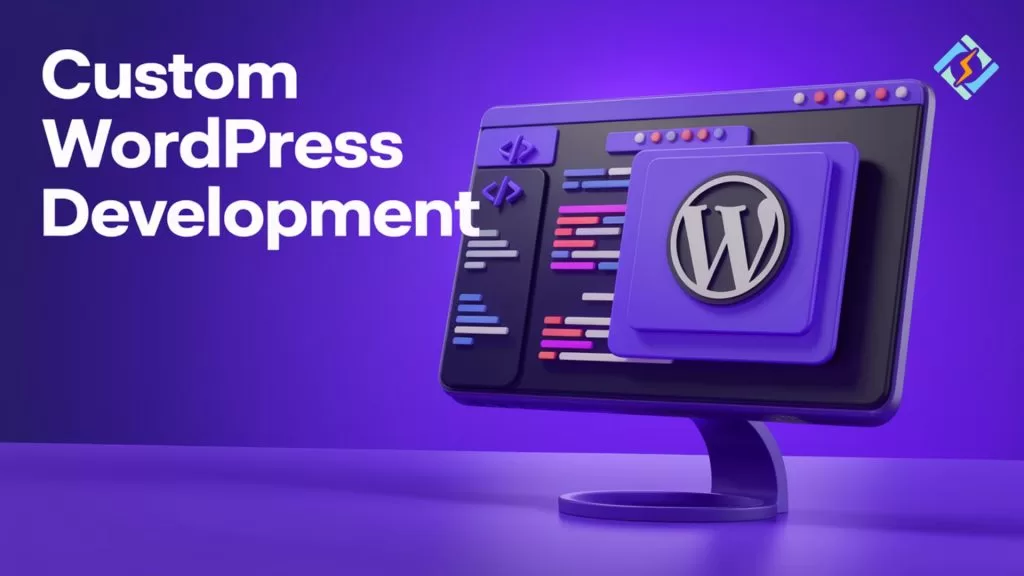 Custom WordPress development work shown on a laptop screen