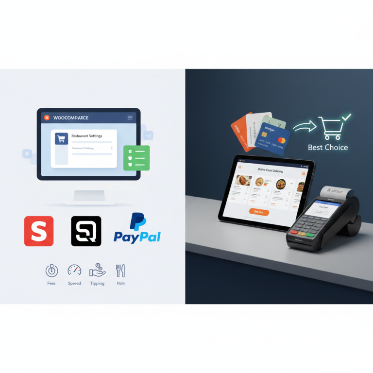 How to Compare and Set Up Payment Gateways for Your WooCommerce Restaurant: Stripe vs Square vs PayPal — Fees, Speed, Tipping Support, and the Best Choice for Online Food Ordering (Complete Guide)