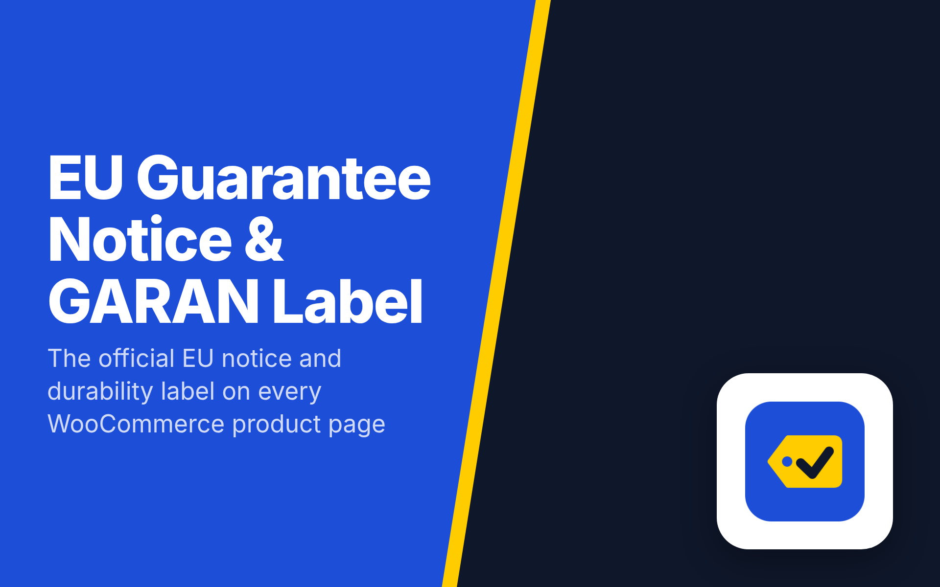 EU Guarantee Notice & GARAN Label for WooCommerce: the official EU notice and durability label on a WooCommerce product page